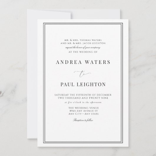 フォーマルウェディング 招待状 (正面)