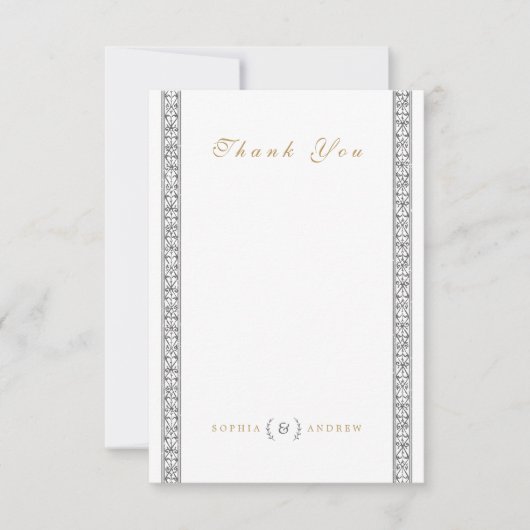 フォーマルエレガントクラシックヴィンテージ感謝していウェディングユー サンキューカード (正面)