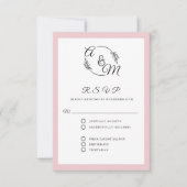 フォーマルエレガントシンプルモダンダスティ結婚ピンク 出欠カード (正面)