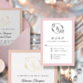 フォーマルエレガントシンプルモダンダスティ結婚ピンク 出欠カード