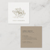 フォーマルエレガントフェイク金ゴールドハス線スケッチフローラ スクエア名刺 (正面/裏面)