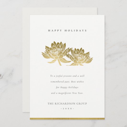 フォーマルエレガントフェイク金ゴールドロータスフローラ シーズンカード (正面/裏面)