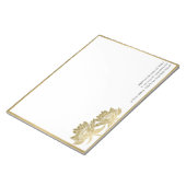 フォーマルエレガントフェイク金ゴールドロータスフローラ ノートパッド (アングル)