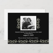 フォーマルエレガントフローラ保存日付白黒 案内ポストカード (正面/裏面)