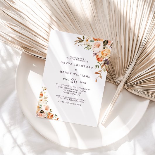 フォーマルエレガント図解入りの、写真付きの結婚フローラ 招待状