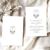 フォーマルエレガント白黒クレスト結婚ス 招待状