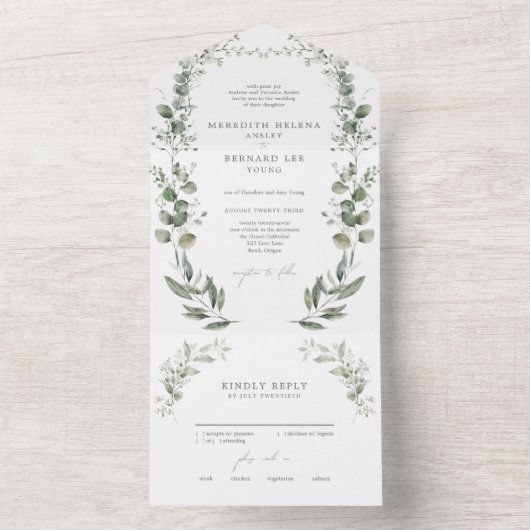 フォーマルエレガント結婚薬 オールインワン招待状 (内側)