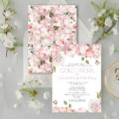 フォーマルエレガント赤面ピンクフローラキンセアニェラ 招待状