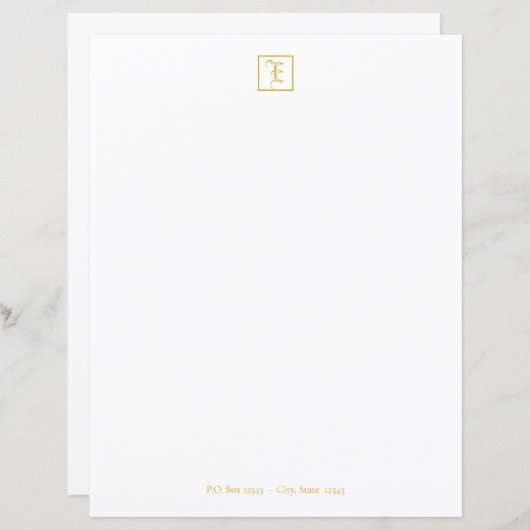 フォーマルエレガント金ゴールドモノグラム文字シート (正面/裏面)