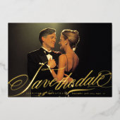 フォーマルエレガント金ゴールド書QRコード写真 箔招待状 (正面)