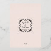 フォーマルエレガント金ゴールド赤面ヴィンテージ結婚軸 箔招待状 (裏面)