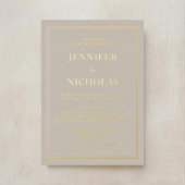 フォーマルエレガントTaupeの金結婚箔招待状 箔招待状