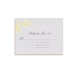 フォーマルクラシックな結婚式の返信状 オーキッドの誓い アイボリー 2 箔シーズンポストカード