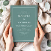 フォーマルクラシックエメラルドグリーン結婚ズ 招待状