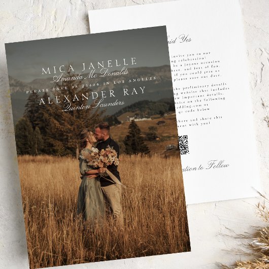 フォーマルクラシックエレガント名フォトQRコード セーブザデート