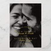 フォーマルクラシックエレガント書の写真金ゴールド 箔招待状 (正面)