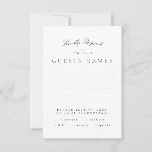 フォーマルクラシックグレー白結婚書 出欠カード (正面)