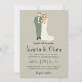 フォーマルクラシックセージ緑結婚式招待状 招待状 (正面)