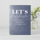 フォーマルクラシックネイビーブルースモーク60誕生日 招待状 (スタンド正面)