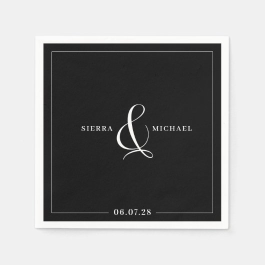 フォーマルクラシックパーソナライズされた記念ま結婚たは スタンダードカクテルナプキン (正面)