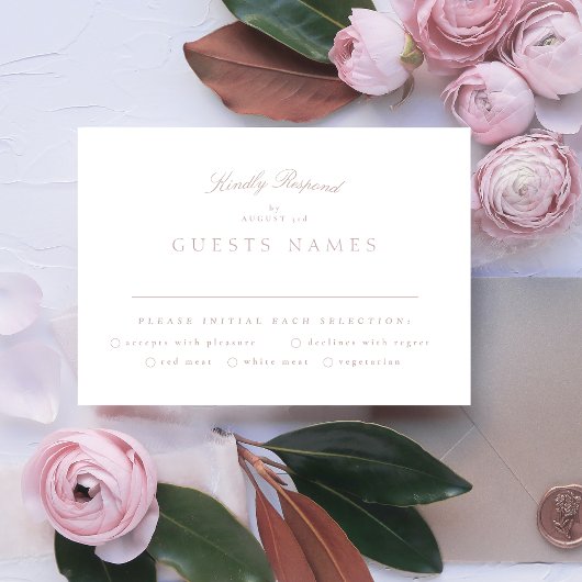 フォーマルクラシックピンクチューペ結婚書道 出欠カード