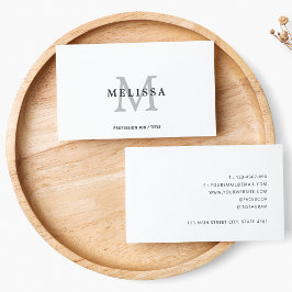 フォーマルクラシックブラック&ホワイトモノグラムタイポグラフィ 名刺