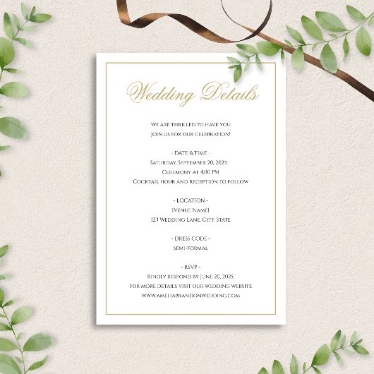 フォーマルクラシックブラック&金ゴールド縁どズ結婚詳細 エンクロージャーカード