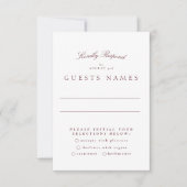 フォーマルクラシックマルーンBurgundy書道結婚の 出欠カード (正面)