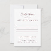 フォーマルクラシックマルーンBurgundy書道結婚の 出欠カード (正面)