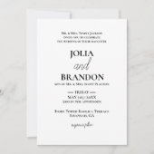 フォーマルクラシックミニマル白と黒結婚の 招待状 (正面)