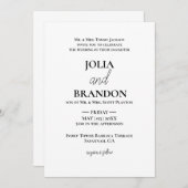 フォーマルクラシックミニマル白と黒結婚の 招待状 (正面/裏面)