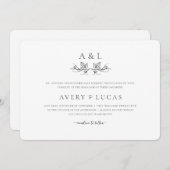 フォーマルクラシック結婚エレガントミニマル白黒 招待状 (正面/裏面)