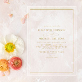 フォーマルクラシック結婚金ゴールド アクリル招待状