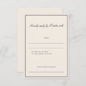 フォーマルクラシック縁どScriptエレガントなウェディングアイボリー 出欠カード (正面/裏面)