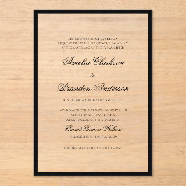 フォーマルクラシック黒と白の縁どスクリプ結婚ト アクリル招待状
