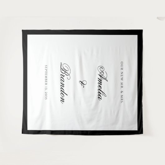 フォーマルクラシック黒と白結婚の背景 タペストリー (正面(横))