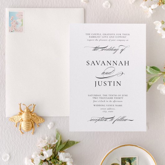 フォーマルクラシック黒と白結婚の 招待状