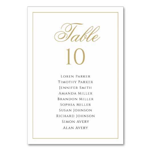 フォーマルクラシック黒と金ゴールド結婚の座席表 テーブルナンバー (正面)