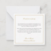 フォーマルクラシック黒と金ゴールド結婚の感謝 ノートカード (裏面)