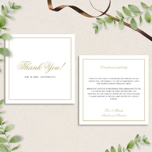 フォーマルクラシック黒と金ゴールド結婚の感謝 ノートカード