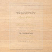 フォーマルクラシック黒と金ゴールド縁どのScript結婚s アクリル招待状 (正面)