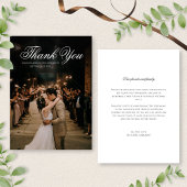 フォーマルクラシック黒・白の台本の写真結婚 サンキューカード