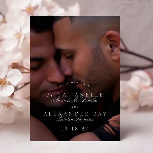 フォーマルクラシックLight Gray Photo Save The Date マグネット招待状