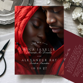 フォーマルクラシックMaroon Burgundy書道写真 セーブザデート