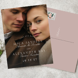 フォーマルクラシックPink Taupe Photo Save The Date ポストカード