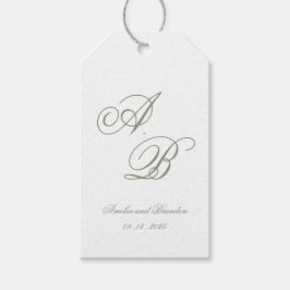 フォーマルクラシックSage Green Monogramスクリプ結婚ト ギフトタグ