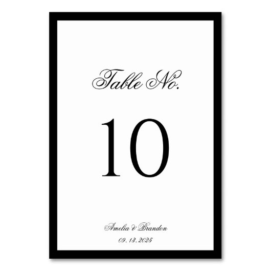フォーマルクラシックScript Black and White 結婚's テーブルナンバー (正面)
