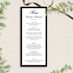 フォーマルクラシックScript Black and White 結婚's メニュー<br><div class="desc">私たちのフォーマル披露宴スクラシッククリプト白黒のメニューで結婚を高める。この美しいデザインのメニューは、洗練されたtouchのためのスクリプトタイポグラフィで強化された時代を超えた黒と白のカラーエレガントパレットを備えている。ブラックタイやウェディングにフォーマル最適なメニューで、クラスや洗練されたメニュー。</div>