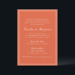 フォーマルクラシックWarm Orangeスクリプトエレガントな結婚式 招待状<br><div class="desc">クラシックセリフとスクリプトタイポグラフィを備えた暖かいオレンジ色の背景を特徴とする洗練された結婚式招待状で、時間を超えた洗練された外観。薄い白い縁どデザインをフレームし、エレガンスのtouchを追加。この招待モダンは、素朴な、秋の結婚式に最適で、親密なお祝いのトーンを設定スタイリッシュする。ミニマルでありながら魅力的な美学を愛するカップルに理想的。</div>