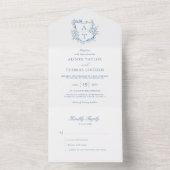 フォーマルクレスト鮮やかブルーモノグラム結婚ズ オールインワン招待状 (内側)